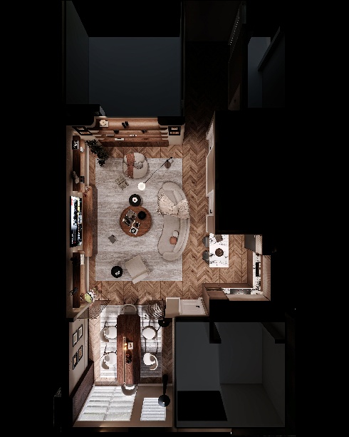 Top view of an interior space